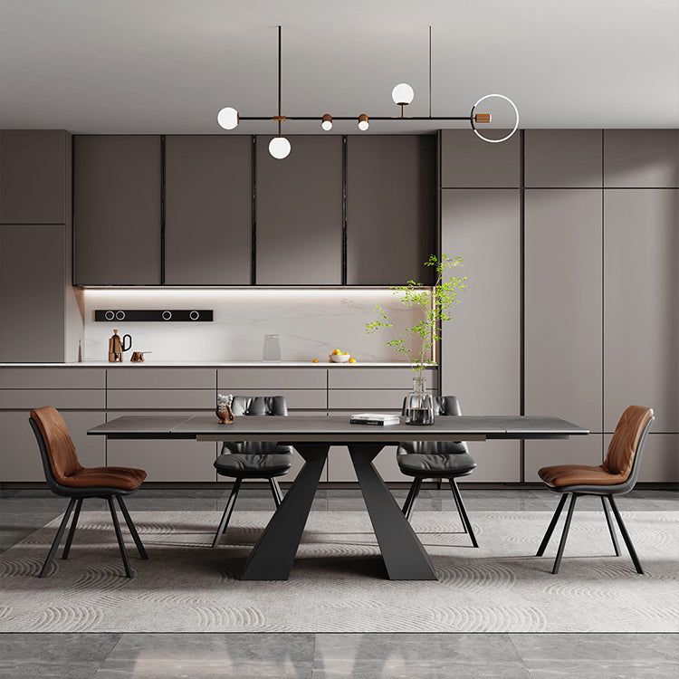 【高級感溢れる】セラミック+ステンレス+ガラス製テーブル|デザイン&耐久性抜群 fxj-681