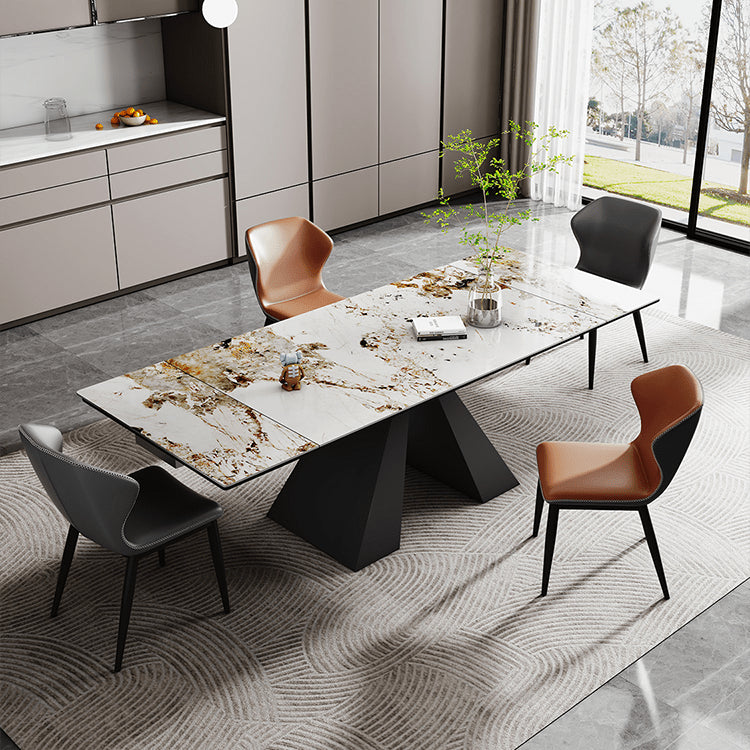 【高級感溢れる】セラミック+ステンレス+ガラス製テーブル|デザイン&耐久性抜群 fxj-681