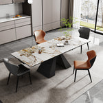 【高級感溢れる】セラミック+ステンレス+ガラス製テーブル|デザイン&耐久性抜群 fxj-681