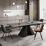 【高級感溢れる】セラミック+ステンレス+ガラス製テーブル|デザイン&耐久性抜群 fxj-681