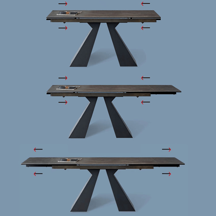 【高級感溢れる】セラミック+ステンレス+ガラス製テーブル|デザイン&耐久性抜群 fxj-681