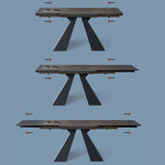 【高級感溢れる】セラミック+ステンレス+ガラス製テーブル|デザイン&耐久性抜群 fxj-681