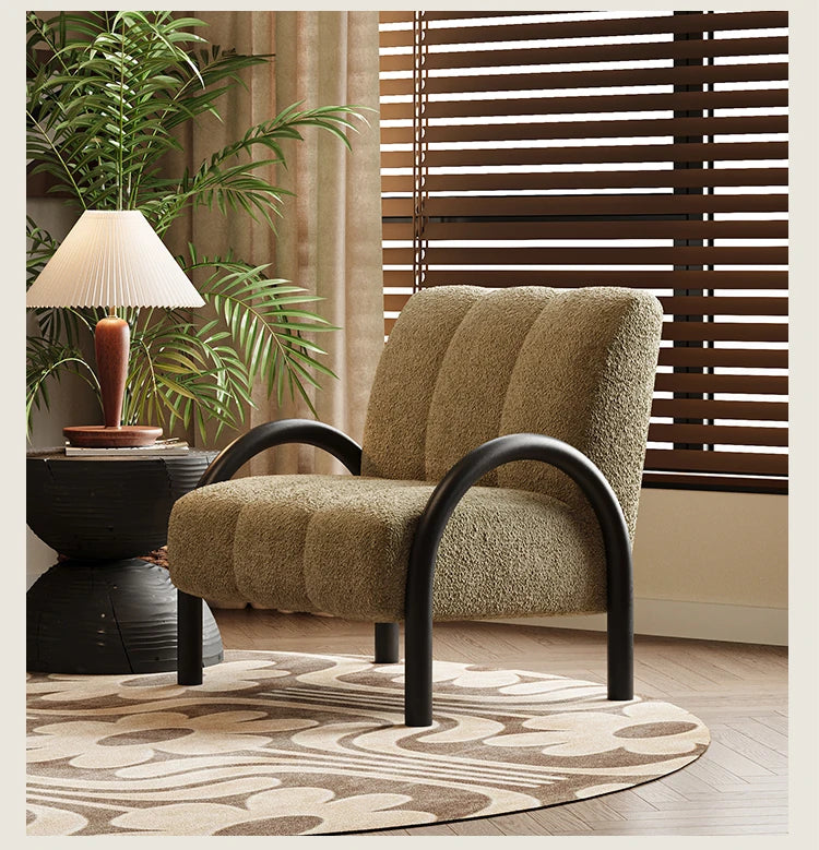 シンプルでおしゃれな無垢材シェニールチェア|リビングや書斎に最適なデザイン家具 fxmj-3043