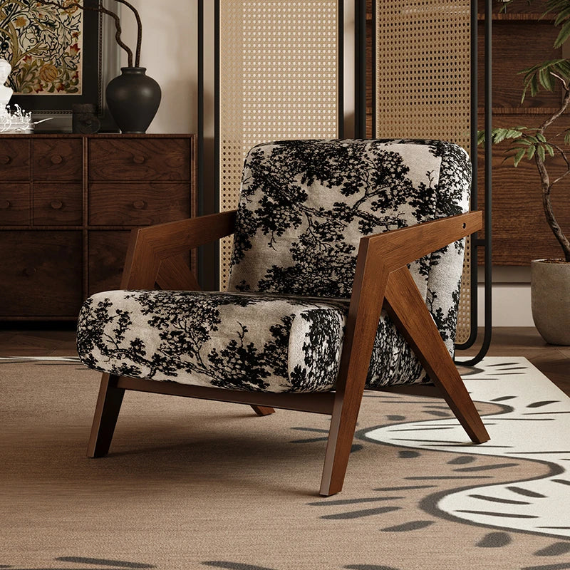 アッシュ材製モダンチェア|綿麻ファブリックのスタイリッシュデザイン|リビングルームに最適なインテリア家具 fxmj-3044