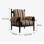 アッシュ材使用のストライプデザイン・シェニールチェア|ホワイトグースダウンクッション付き・リビングルーム用 fxmj-3053