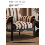 アッシュ材使用のストライプデザイン・シェニールチェア|ホワイトグースダウンクッション付き・リビングルーム用 fxmj-3053