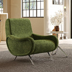 シェニール製 ステンレス脚のグリーンチェア - おしゃれなリビングインテリアに最適! fxmj-3054