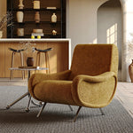 シェニール製 ステンレス脚のグリーンチェア - おしゃれなリビングインテリアに最適! fxmj-3054