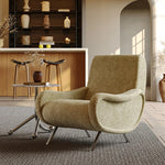 シェニール製 ステンレス脚のグリーンチェア - おしゃれなリビングインテリアに最適! fxmj-3054