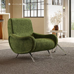 シェニール製 ステンレス脚のグリーンチェア - おしゃれなリビングインテリアに最適! fxmj-3054