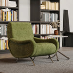 シェニール製 ステンレス脚のグリーンチェア - おしゃれなリビングインテリアに最適! fxmj-3054
