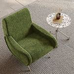 シェニール製 ステンレス脚のグリーンチェア - おしゃれなリビングインテリアに最適! fxmj-3054