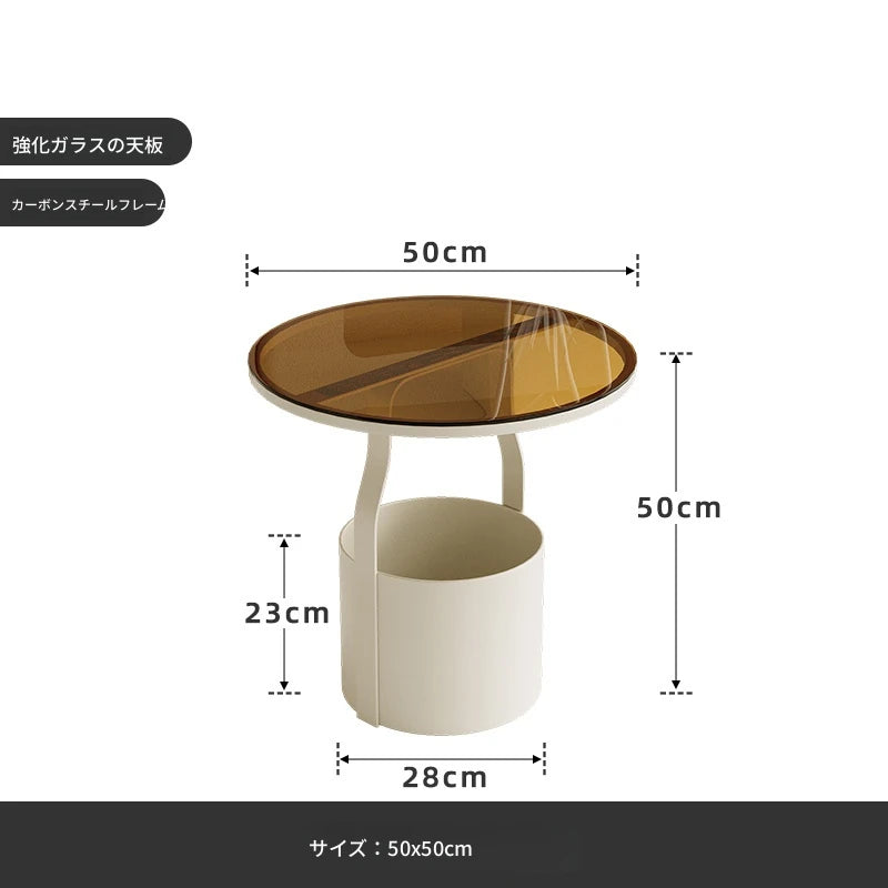 おしゃれなセンターテーブル - 強化ガラス天板&スタイリッシュオレンジベースのサイドテーブル fxmj-3056