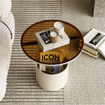 おしゃれなセンターテーブル - 強化ガラス天板&スタイリッシュオレンジベースのサイドテーブル fxmj-3056