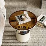 おしゃれなセンターテーブル - 強化ガラス天板&スタイリッシュオレンジベースのサイドテーブル fxmj-3056