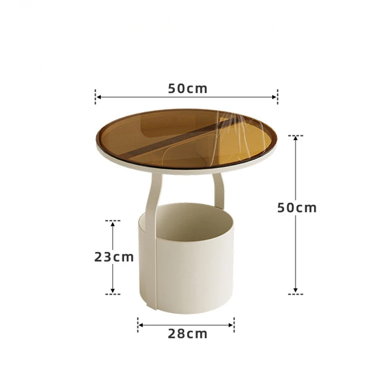 おしゃれなセンターテーブル - 強化ガラス天板&スタイリッシュオレンジベースのサイドテーブル fxmj-3056