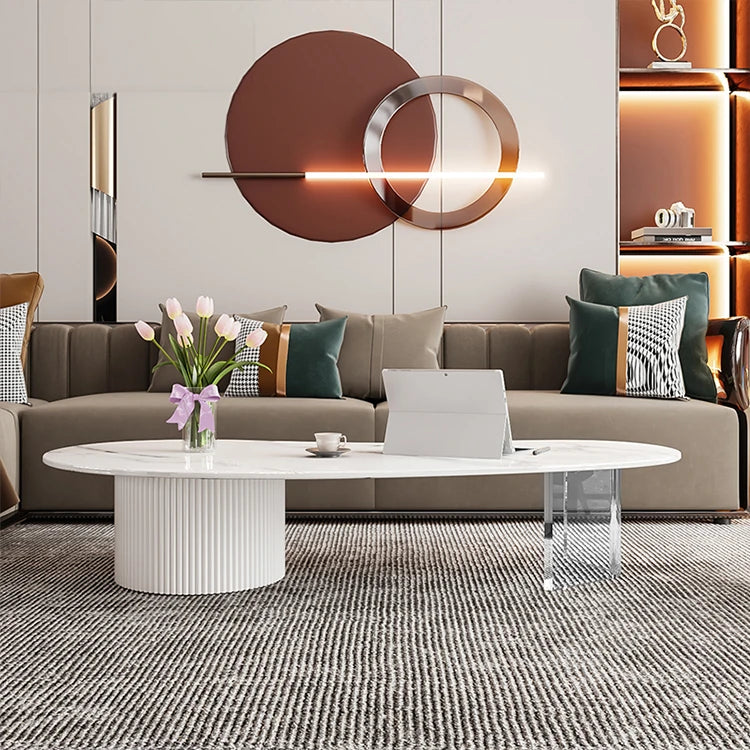 モダンデザイン センターテーブル セラミックアクリル製 スタイリッシュな収納付き クリエイティブなインテリアに最適 fxxrj-3159