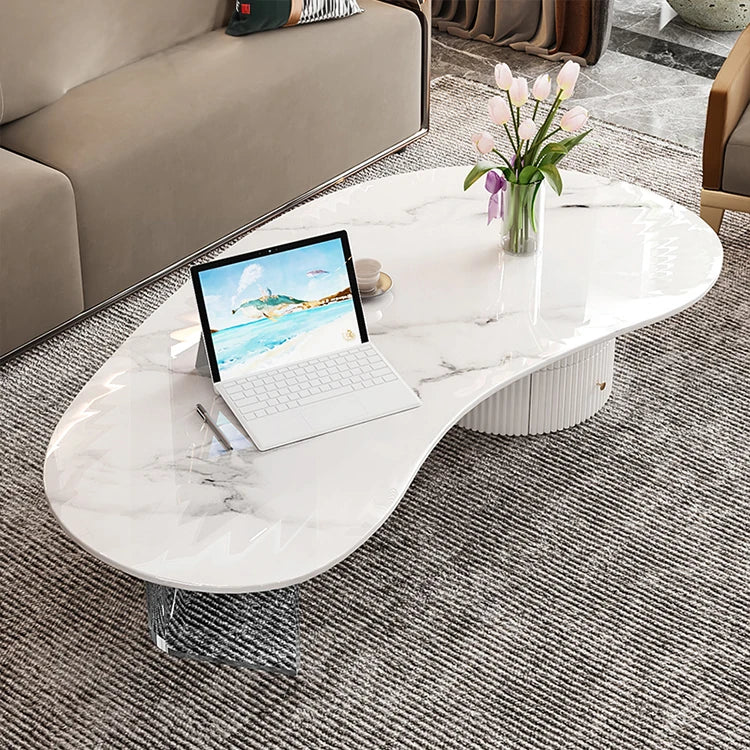 モダンデザイン センターテーブル セラミックアクリル製 スタイリッシュな収納付き クリエイティブなインテリアに最適 fxxrj-3159