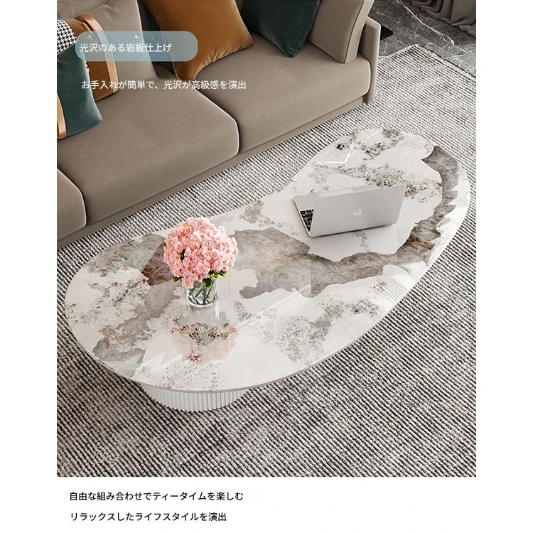 モダンデザイン センターテーブル セラミックアクリル製 スタイリッシュな収納付き クリエイティブなインテリアに最適 fxxrj-3159