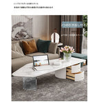 モダンデザイン センターテーブル セラミックアクリル製 スタイリッシュな収納付き クリエイティブなインテリアに最適 fxxrj-3159