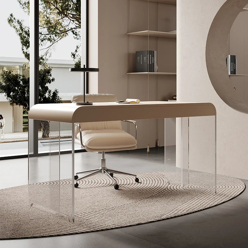 アクリルと無垢パイン材の洗練されたデザインテーブル - モダンなリビングやオフィスに最適! fyd-5169