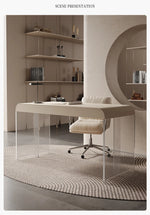 アクリルと無垢パイン材の洗練されたデザインテーブル - モダンなリビングやオフィスに最適! fyd-5169