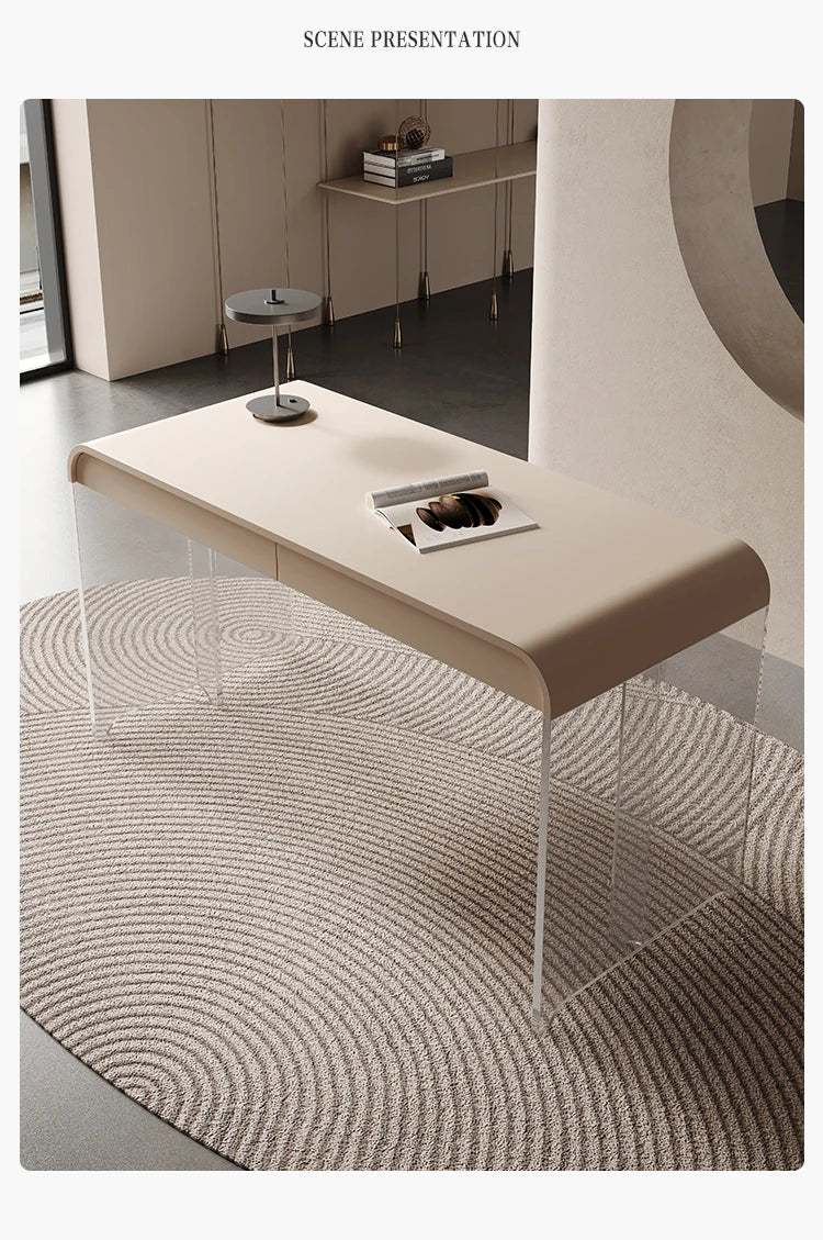 アクリルと無垢パイン材の洗練されたデザインテーブル - モダンなリビングやオフィスに最適! fyd-5169