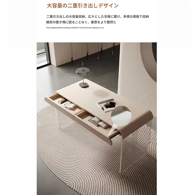 アクリルと無垢パイン材の洗練されたデザインテーブル - モダンなリビングやオフィスに最適! fyd-5169