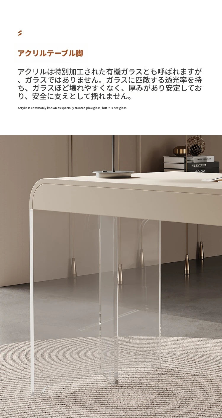 アクリルと無垢パイン材の洗練されたデザインテーブル - モダンなリビングやオフィスに最適! fyd-5169