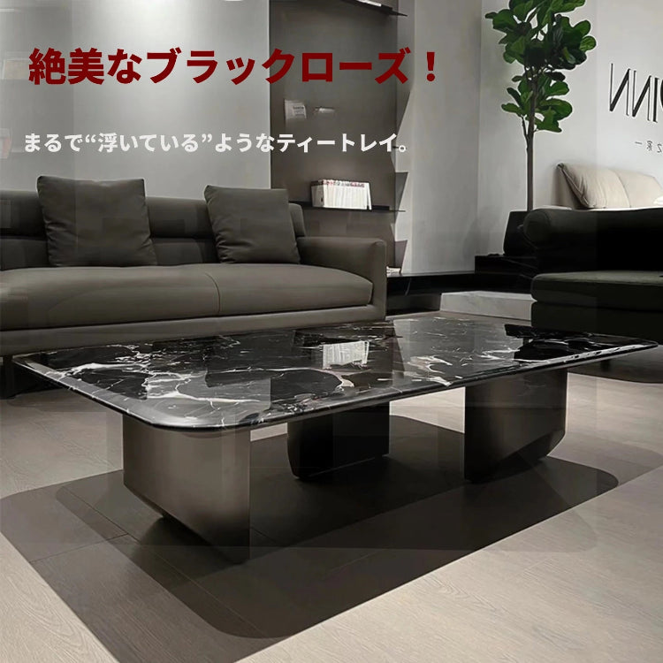 大理石とステンレスの美しいセンターテーブル - モダンな浮遊感を演出! fyeyj-5212