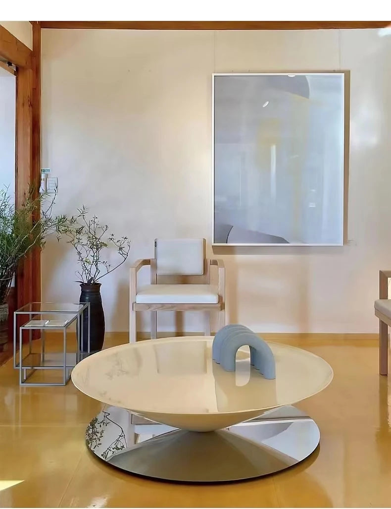 モダンステンレスGFRPセンターテーブル|洗練されたデザインで魅力的なリビング空間を演出 fyeyj-5213