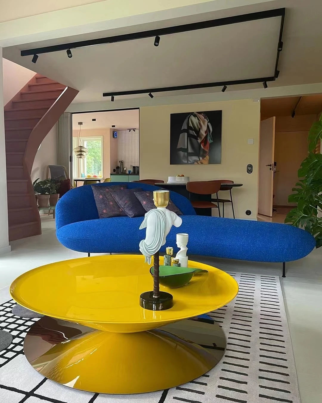 モダンステンレスGFRPセンターテーブル|洗練されたデザインで魅力的なリビング空間を演出 fyeyj-5213