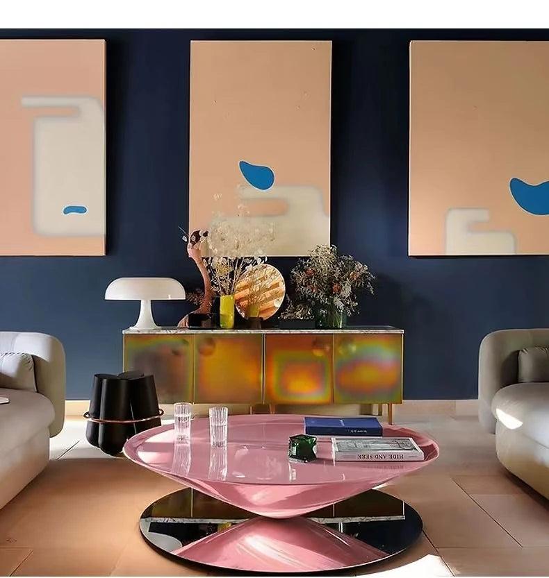 モダンステンレスGFRPセンターテーブル|洗練されたデザインで魅力的なリビング空間を演出 fyeyj-5213