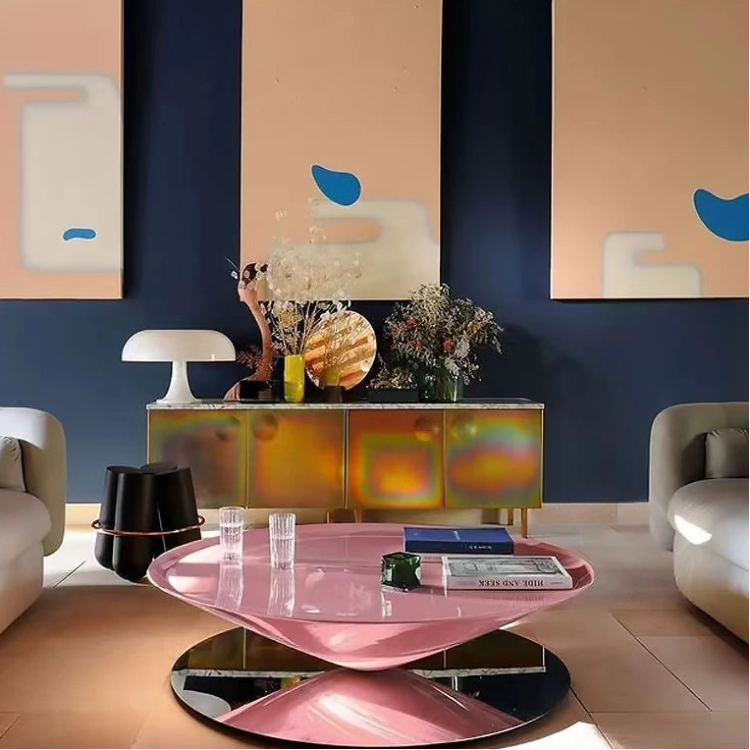 モダンステンレスGFRPセンターテーブル|洗練されたデザインで魅力的なリビング空間を演出 fyeyj-5213