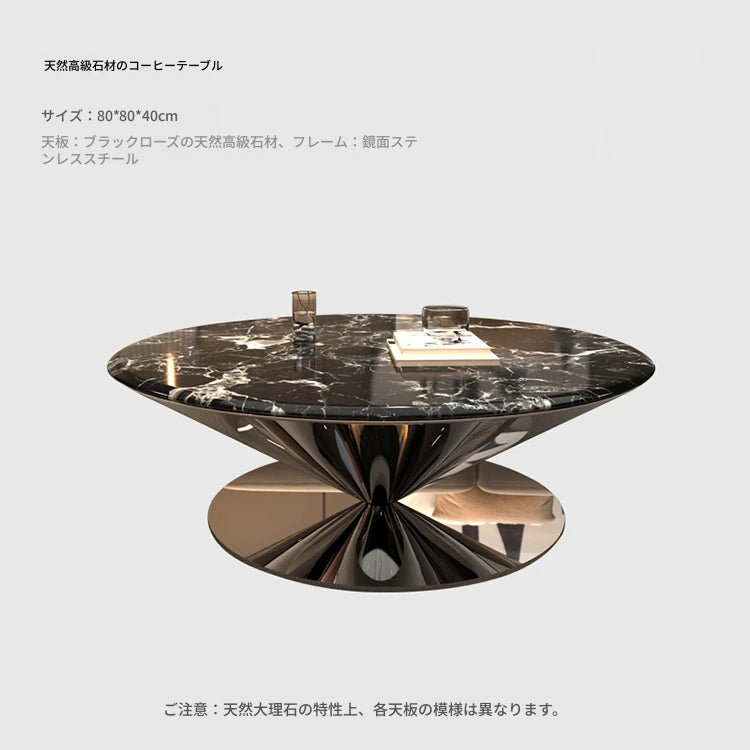 モダン大理石センターテーブル - ステンレスベースでエレガントなリビング空間を演出 fyeyj-5214