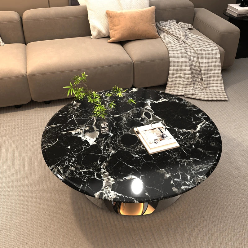 モダン大理石センターテーブル - ステンレスベースでエレガントなリビング空間を演出 fyeyj-5214