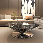 モダン大理石センターテーブル - ステンレスベースでエレガントなリビング空間を演出 fyeyj-5214