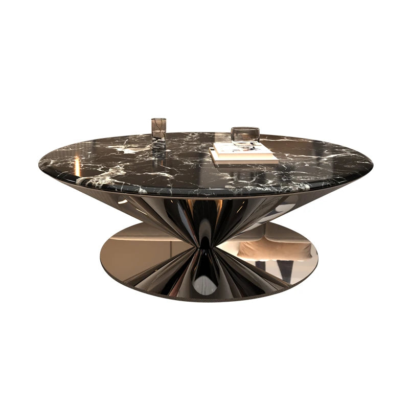 モダン大理石センターテーブル - ステンレスベースでエレガントなリビング空間を演出 fyeyj-5214