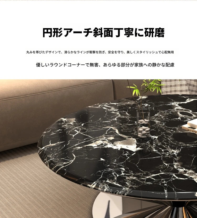 モダン大理石センターテーブル - ステンレスベースでエレガントなリビング空間を演出 fyeyj-5214