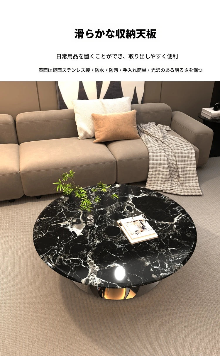 モダン大理石センターテーブル - ステンレスベースでエレガントなリビング空間を演出 fyeyj-5214