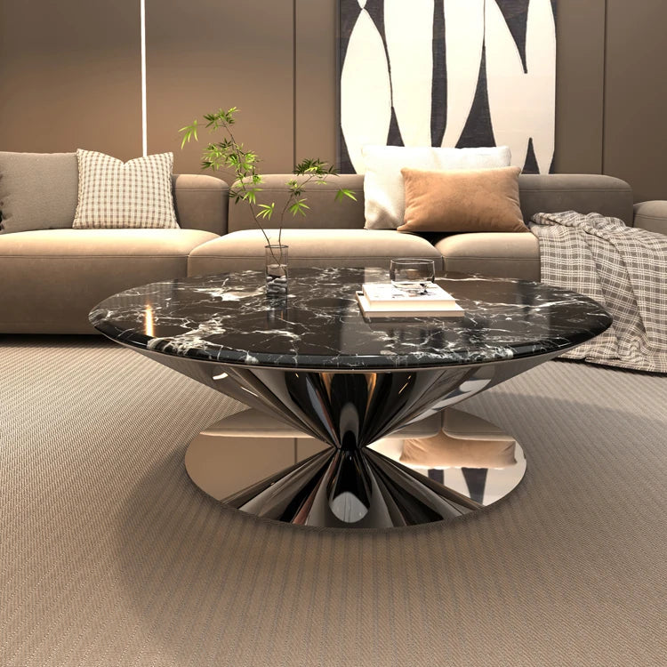 モダン大理石センターテーブル - ステンレスベースでエレガントなリビング空間を演出 fyeyj-5214