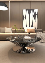 モダン大理石センターテーブル - ステンレスベースでエレガントなリビング空間を演出 fyeyj-5214