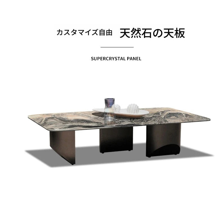 大理石とステンレスのセンターテーブル - モダンデザインでリビングに洗練された雰囲気を演出! fyeyj-5216