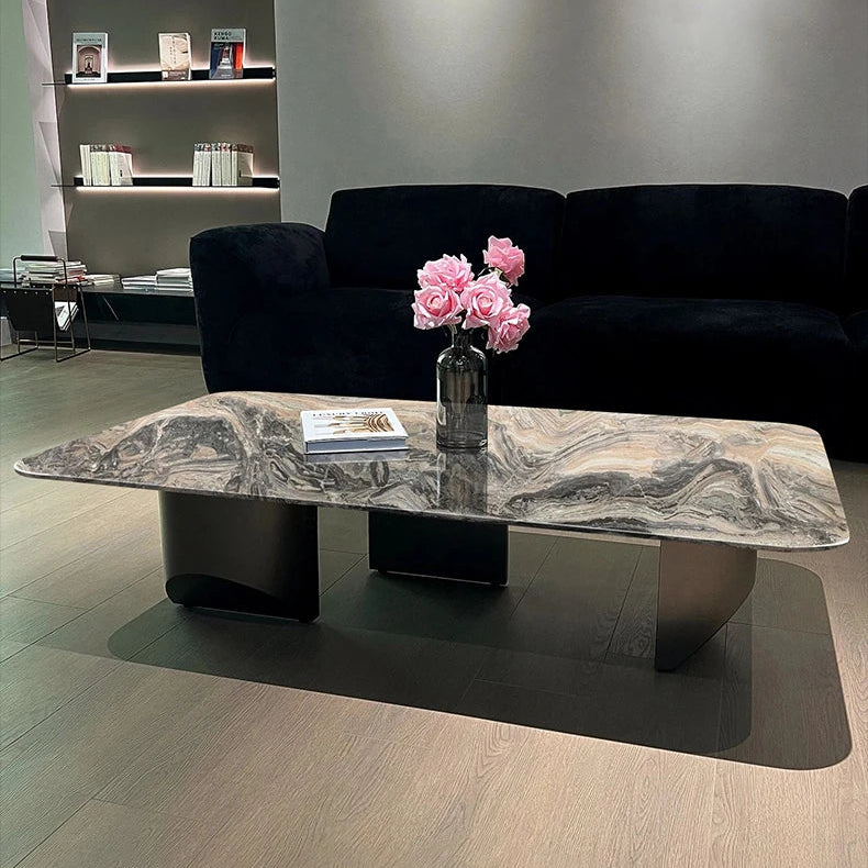大理石とステンレスのセンターテーブル - モダンデザインでリビングに洗練された雰囲気を演出! fyeyj-5216