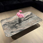 大理石とステンレスのセンターテーブル - モダンデザインでリビングに洗練された雰囲気を演出! fyeyj-5216