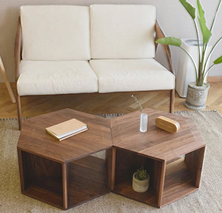 北欧風ヘキサゴンセンターテーブル|パインアッシュ材使用 fyf-2226