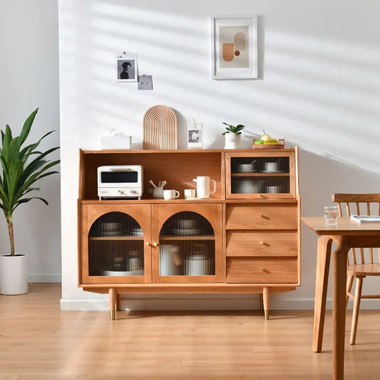 パインとチェリー材のガラスキャビネット|洗練されたデザインでおしゃれな空間に fyf-2243