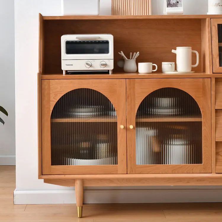 パインとチェリー材のガラスキャビネット|洗練されたデザインでおしゃれな空間に fyf-2243