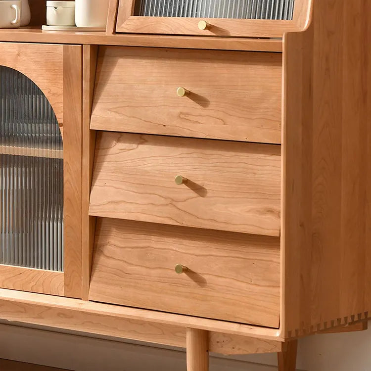 パインとチェリー材のガラスキャビネット|洗練されたデザインでおしゃれな空間に fyf-2243