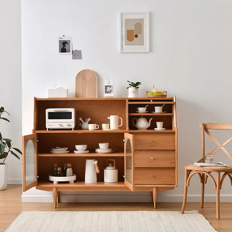 パインとチェリー材のガラスキャビネット|洗練されたデザインでおしゃれな空間に fyf-2243